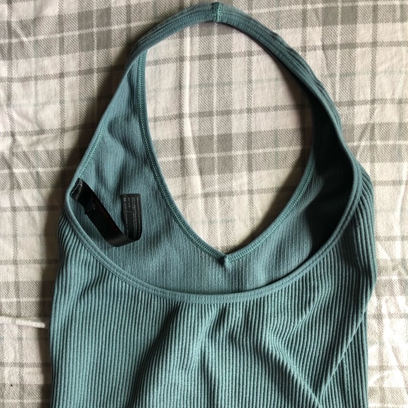 Blue Ribbed Crop Top - Picture 3 of 3